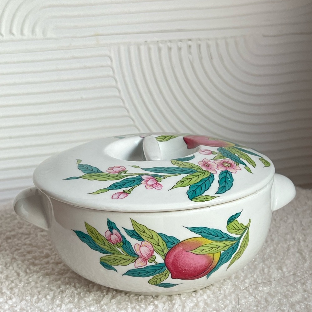 Vintage Parisian Floral and Fruit Ceramic Pot ✨